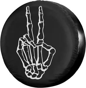 Skeleton Peace Spare Tire Cover Dust-Proof Wheel Tire Cover Fit Trailer, RV, SUV - Picture 1 of 7