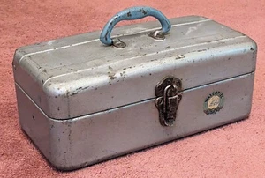 vintage UNION steel chest TACKLE BOX fishing WATERTITE Leroy NY patent reg. 1951 - Picture 1 of 12