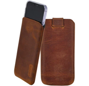 Suncase Custodia IN Pelle Anticato Caffè + Silicone per IPHONE 14 Pro Max - Foto 1 di 10
