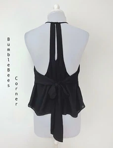 ZARA Bluse Top CHIFFON schwarz FLIEGE KNOTENKRAWATTE ausgestellt HALTER L Shirt neu mit Etikett 2527/002 - Bild 1 von 18