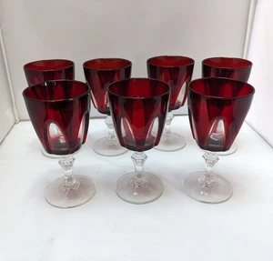 Set of 7 Cristal D'Arques Durand Gothic Ruby Cut to Clear Wine Glasses – France - Picture 1 of 6