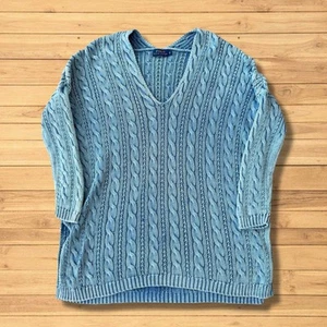 Polo Ralph Lauren Blue V-Neck Cable Knit Jumper - Women’s Size UK Small - Picture 1 of 6