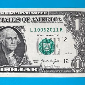 October 6, 2011 / 10 June 2011 (L 10062011 K) BIRTHDAY $1 One Dollar Bill *UNC* - Picture 1 of 4