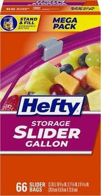 Hefty Slider Kitchen Storage Bags, Gallon Size, 66 Count Gallon,  - Image 1 of 4
