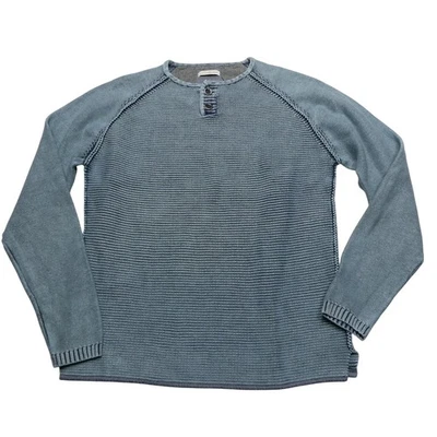 Suéter Raglán Tejido Henley Algodón Azul Mediano Carbon2cobalt para Hombres Foto 1 de 4