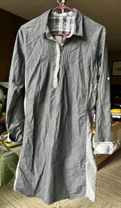 Kuhl Kiley Shirt Mini Dress Button Up Blue Chambray Collared Plaid Cuffs Sz XL - Picture 1 of 4