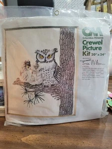 Owl Family Erica Wilson Columbia Minerva Crewel Embroidery Kit 20"×24" Vtg 1978 - Picture 1 of 5