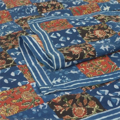 Lenços estampados Sanskriti vintage longo Dupatta estola bloco de algodão puro e Bagru   - Imagem 1 de 4