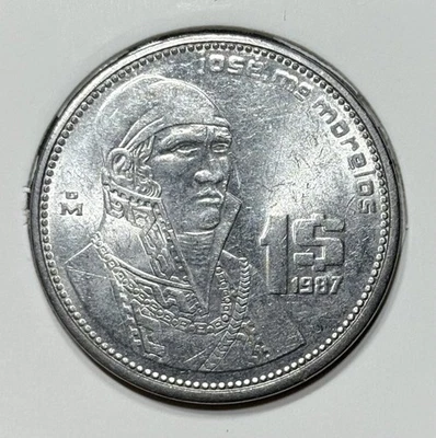 1987 México 1 peso um - Imagem 1 de 2