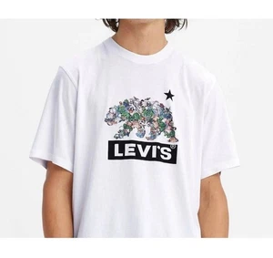 Levi's Mens Boxtab Bear Short Sleeve Logo T-Shirt LARGE White NWT - Picture 1 of 7