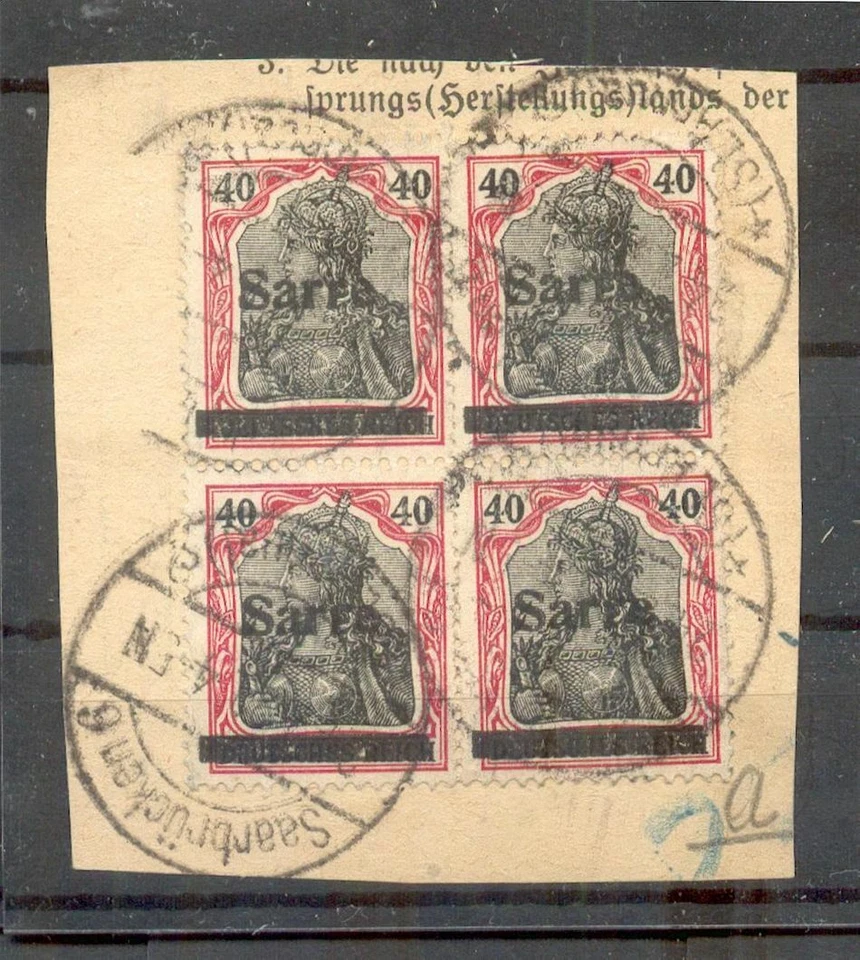 Saar 12bI block of four used luxury piece (A0040) - Image 1 of 1