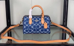 COACH CY742 Mini Rowan Crossbody Bag Signature Denim Natural Outlet - Picture 1 of 6