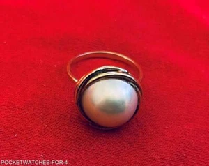 VINTAGE 14KT YELLOW GOLD MABE PEARL SOLITAIRE RING TCW 4.4 GRAMS RING SIZE 7.5 - Picture 1 of 9