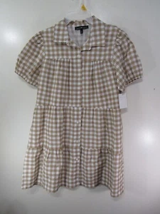 New Derek Heart Puff Sleeve Tier Dress Size L 11 13 Juniors Button Up Front - Picture 1 of 4
