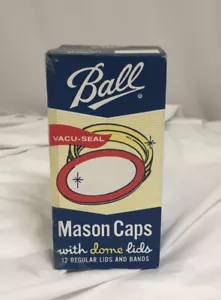 Ball Vacu-Seal Wide Mouth Mason Caps With Dome Lids New Opened Box Vintage 1975 - Bild 1 von 6