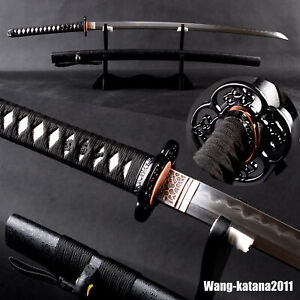 Clay Tempered 1095 Carbon Steel Japanese Samurai Katana Sword Black Saya Sharp