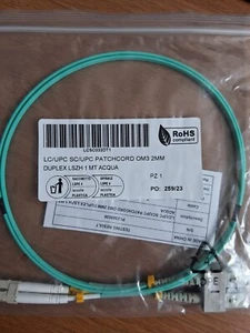 PATCH CORD Lc/upc sc/upc om3 2mm duplex LSZH 1 metro color acqua - Foto 1 di 1