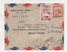 1957 VENEZUELA/ITALIA PAR AVION AEROGRAMMA SAN CRISTOBAL/GENOVA/LIVORNO