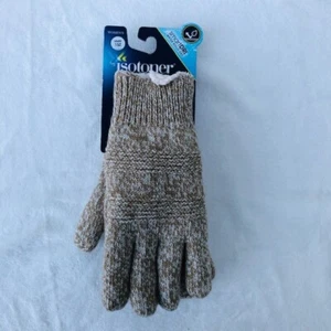 Isotoner womens smart dri gloves sherpa lined marled tan and white NEW - Picture 1 of 5