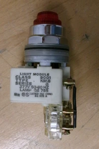 SQ D 9001KM-8 LIGHT MODULE W/ RED BUTTON & KA-1 CONTACT, SERIES G, 277V - Picture 1 of 3