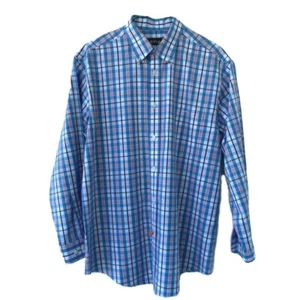 Orvis Herren Oxford Shirt blau weiß kariert Langarm Tasche 100 % Baumwolle XL - Bild 1 von 12