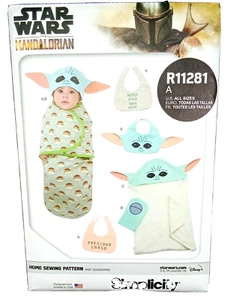 Star Wars Mandalorian Baby Yoda Swaddle Sack Hat Simplicity 11281 9433 Pattern - Picture 1 of 5