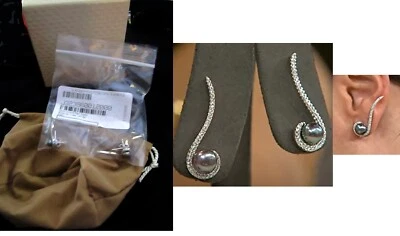 QVC Honora Cultured Black Pearl Crystal Bronze Ear Climber Earrings - Image 1 of 4