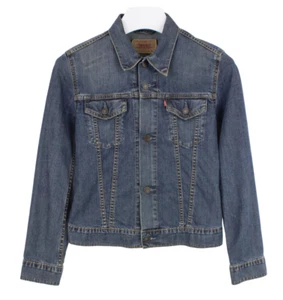 LEVI's Jacket Girl's SMALL Denim Button Up Spread Collar Blue - Picture 1 of 10