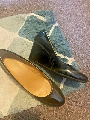 Vestido de cuña Nine West tacones charol negro 10 nuevo sin caja Foto 1 de 4