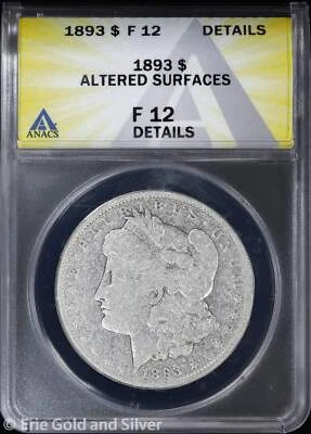 1893-P $1 Morgan Silver Dollar ANACS F 12 Details - Image 1 of 4