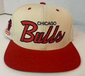 Chicago Bulls Hat Cap Snap Back White Script Mitchell & Ness NBA Basketball Mens - Picture 1 of 7
