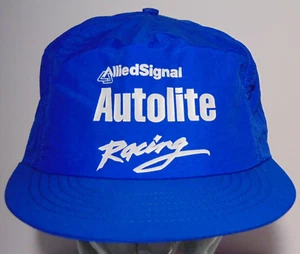 1990s Vintage Allied Signal Autolite Racing Neon Blue SNAPBACK TRUCKER HAT USA - Picture 1 of 12