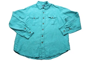 VTG 90s Polo Men's 2XL Button-down Shirt Linen Silk Blend Teal Long-sleeve Light - Picture 1 of 14