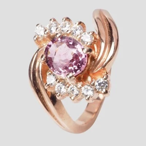 Anillos enchapados en oro rosa de plata de ley 925 con espinela púrpura rosada de Birmania talla 6,5 - Imagen 1 de 8