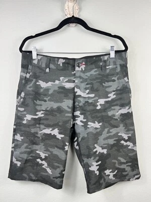 Pantalones cortos de natación Burnside para hombre negros camuflados bolsillos 32 Foto 1 de 4