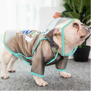 Fashion Dog Raincoat Green Black Clear Colorful You Can Do It With Leash Hole - Picture 1 of 4