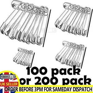 Safety Pins 100 or 200 Pcs Needles Assorted Small Medium Large Sewing Craft - Picture 1 of 3