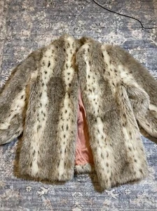Vintage Style VI Ltd. Womens Coat Multicolor Faux Fur Collar Long Sleeves Lined - Picture 1 of 10