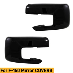 CUBIERTAS DE ESPEJOS RETROVISORES PARA Ford F150 2021-23 2024 superposiciones con orificio de señal de giro negro brillante - Imagen 1 de 8