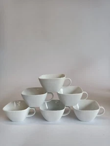 Set of 6 Chomette Square Mocha/Espresso Cups - White - 18cl #2F12 - Picture 1 of 3