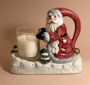 Luz de té vintage Fitz & Floyd/Ómnibus Santa/portavelas votivo 1990 - Imagen 1 de 7