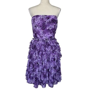 White House Black Market Strapless Floral Print Dress Women’s Size 10 Belted - Picture 1 of 8