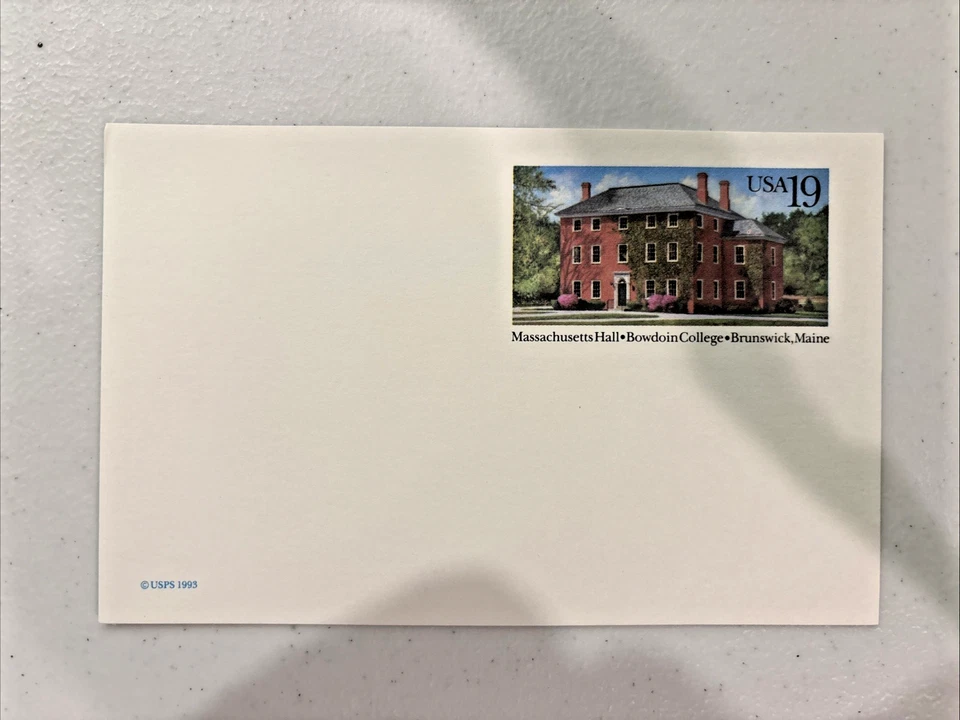 1993 19c Massachusetts Hall, Bowdoin College Postal Card #UX173 - Image 1 of 1