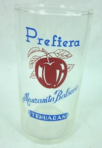 vintage 4 5/8" Prefiera Manzanita Balseca TEHUACAN Mexico drink soda glass apple - Picture 1 of 4