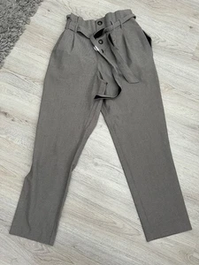 Immac Zara Ladies Trousers Size S Brown Black Check Tapered Stretch Smart Casual - Picture 1 of 4