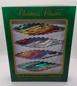 Vintage Commodore Christmas Classics Glas Ornamente handdekoriert 4er Set - Bild 1 von 4