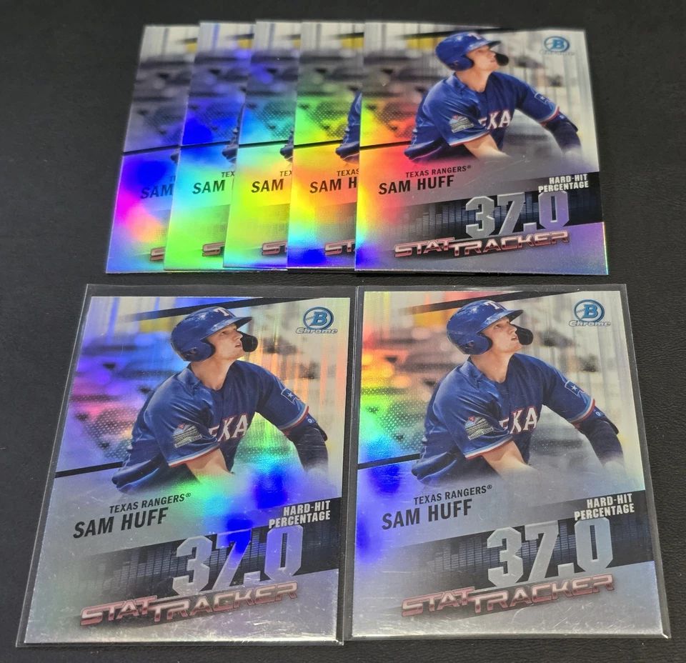 (7) SAM HUFF RC 2020 Bowman Chrome Stat Tracker Refractor #ST-2 Giants RANGERS - Image 1 of 1