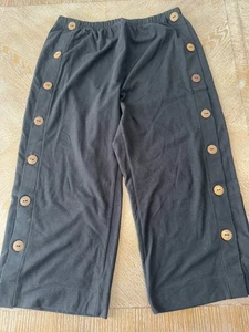 "Pantalones de pierna ancha negros SOFT AROUND LP botones laterales cintura 34"" entrepierna 23""" - Imagen 1 de 5