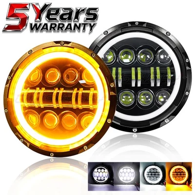 Пара круглых светодиодных фар дальнего и ближнего света DOT 7 дюймов дневные ходовые огни для BMW 1600-2 1969 1970 1971 - Изображение 1 из 4