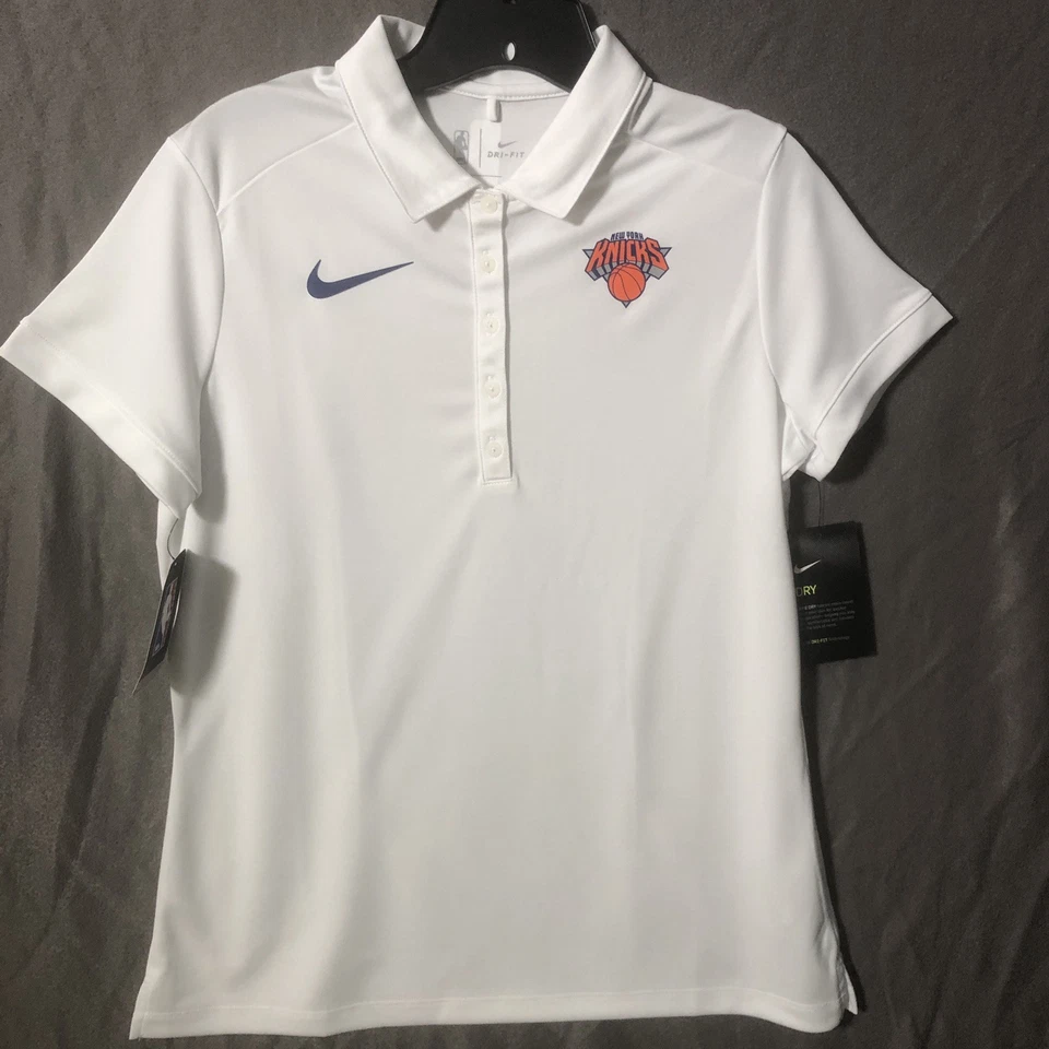 New York Knicks Team NBA Womens Nike Dri-Fit Polo Shirt White Size Large NEW - Image 1 of 4